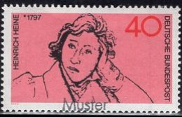 GERMANY(1972) Heinrich Heine. MUSTER (specimen) Overprint. Scott No 1098. - Sonstige & Ohne Zuordnung