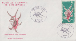Enveloppe FDC  1er Jour    NOUVELLE  CALEDONIE    Coquillages    1972 - FDC