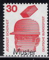 GERMANY(1972) Brick Falling On Safety Helmet. MUSTER (specimen) Overprint. Accident Prevention. Scott No 1078. - Autres & Non Classés