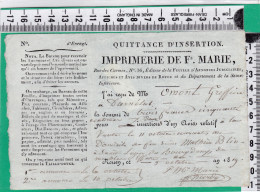 VP 98 QUITTANCES D INSERTION ROUEN IMPRIMERIE MARIE RUE DES CARMES SEINE MARITIME DARNETAL 1819 - 1800 – 1899
