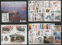 MONACO ANNEE COMPLETE 2009 COTE 203 € NEUFS ** (MNH) N° 2658 à 2717 Soit 60 Timbres. TB - Años Completos