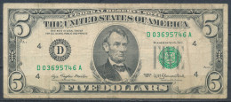 °°° USA 5 DOLLARS 1977 D °°° - Billetes De La Reserva Federal (1928-...)