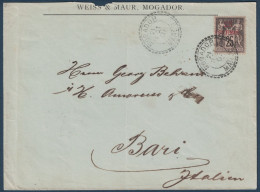 BUREAU FRANCAIS Au MAROC - TIMBRE SAGE 10c Sur ENVELOPPE CACHET 1897 De MOGADOR (INDICE 13) Pour BARI ITALIE - Briefe U. Dokumente