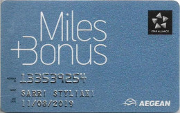 Greece - Aegean Airlines Miles + Bonus Magnetic Card - Autres & Non Classés