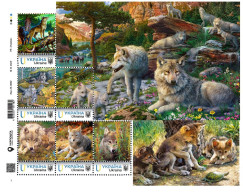 Ukraine 2024, Fauna, Wolves, Art, Sheetlet Of 6v - Ucrania