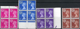 Isle Of Man 1972 Regional Decimal Currency Set Of 4 Values In Blocks Of 4. Fluorescent Paper  UMM - Isle Of Man