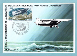 Carte Maximum 1977 - Charles Lindbergh - Traversée De L'atlantique Nord - Poste Aérienne YT 50 - 1970-1979