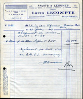 Facture Lettre à Entête 1949 "Louis Lecompte - Négociant De Fruits & Légumes à Cherrueix" Ille-et-Vilaine - Bretagne - 1900 – 1949