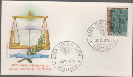 ITALIA - ITALIE - ITALY - 1974 - Centenario Dell'ordine Forense - FDC Roma - FDC