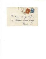 64 ANGLET Devant D'enveloppe Cachet Manuel S/ YT 294 (colombe De La Paix) Et Semeuse 25c Bistre  4/7/1934 (180) - Brieven En Documenten