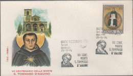 ITALIA - ITALIE - ITALY - 1974 - 7º Centenario Della Morte Di San Tommaso D'Aquino - FDC Roma - FDC