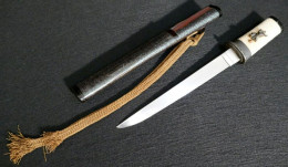 Antique Japonais Tanto Dagger Piercing Design Fine Period Fittings & Signé - Armes Blanches