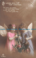 R109902 Greetings. My Loving Wish For Your Christmas. Girls As Angels. RP - Welt