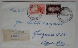 Argentine - Enveloppe Circulée Avec Des Timbres Thématiques D'Eva Perón (1953) - Famous Ladies
