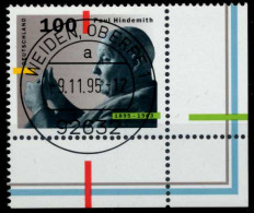 BRD 1995 Nr 1827 Zentrisch Gestempelt ECKE-URE X767AD6 - Usados