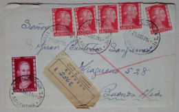 Argentine - Enveloppe Circulée Avec Des Timbres Thématiques D'Eva Perón (1953) - Beroemde Vrouwen