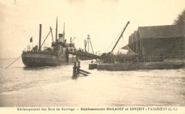 Paimboeuf * Déchargement De Bois De Norvège Ets HAILAUST & GUTZEIT * Métier Bois Bateau Cargo Commerce Port - Paimboeuf