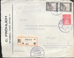 Turkey Istanbul Registered Cover Front Mailed To Germany 1933. 45K Rate - Covers & Documents