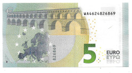 (Billets). 5 Euros 2013 Serie WA, W002H6 Signature 3 Mario Draghi N° WA 4624826869 UNC - 5 Euro