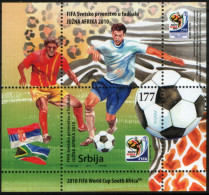 Serbia 2010 Soccer Football FIFA World Cup South Africa Flags Sport, Block, Souvenir Sheet MNH - 2010 – Zuid-Afrika