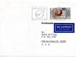 79053 - Bund - 1986 - 80Pfg UNO-Mitgliedschaft EF A LpDrucksKte ESSEN - ... BRIEFMARKEN-MESSE ... -> Carlsbad, CA (USA) - Briefe U. Dokumente