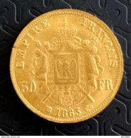 Second Empire - 50 Francs Or Napoléon III Tête Lauree 1863 BB Paris - 50 Francs-or
