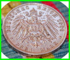 GERMANY IMPERIO – ESTADOS ALEMANES BAVARIA CASA DE LA MONEDA DE BAYERN FECHA DE EMISIÓN 1909 CECA - D   MONEDA DE PLATA - 2, 3 & 5 Mark Silber