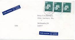 79059 - Bund - 1983 - 3@80Pfg I&T A LpBf FREIBURG -> Bethesda, MD (USA) - Cartas & Documentos