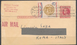 ° CARTOLINA POSTALE DELLO SCRITTORE GIUSEPPE PREZZOLINI INDIRIZZATA ALLA PITTRICE LINUCCIA SABA - 1957 ° - Pintores Y Escultores