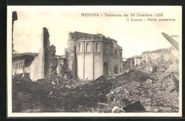 AK Messina, Terremoto 1908, Il Duomo, Parte Posteriore  - Catástrofes