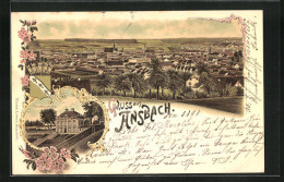 Lithographie Ansbach, Prinzenschloss, Gesamtansicht  - Ansbach