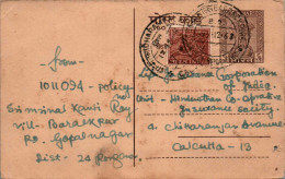 India Postal Stationery Ashoka 6p To Calcutta - Ansichtskarten