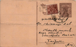 India Postal Stationery Ashoka 6p To Jaipur Surajgarh - Ansichtskarten