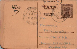 India Postal Stationery Ashoka 6p To Balotra  - Ansichtskarten