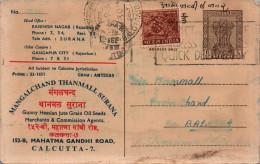 India Postal Stationery Ashoka 6p Mangalchand Thanmall Surana Calcutta - Ansichtskarten