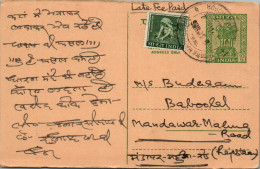 India Postal Stationery Ashoka 10p To Mandawar Mahua Road  - Cartes Postales