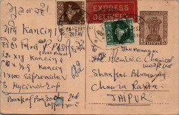 India Postal Stationery Ashoka 6p To Jaipur - Cartes Postales