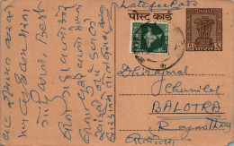 India Postal Stationery Ashoka 6p To Balotra Mohanlal Jechandhai Shah Harij - Postales