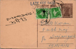 India Postal Stationery Ashoka 6p To Sujangarh  - Postcards