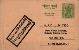 India Postal Stationery Ashoka 10p To Ahmedabad - Cartes Postales