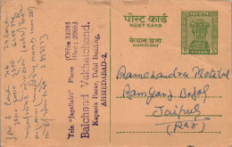 India Postal Stationery Ashoka 10p To Jaipur - Postkaarten