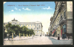 Cartolina Taranto, Via D`Aquino E Palazzo Degli Uffici  - Taranto