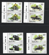 Nauru 1986 Local Transport / Vintage Car - Vehicles Set Of 4 X 2 As Marginal Pairs With Questa Imprint MNH - Nauru