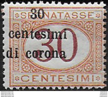 1919 Italia Trento E Trieste Segnatasse 30c. Variety MNH Sassone N. 4na - Sin Clasificación