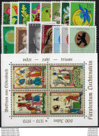 1970 Liechtenstein Complete Year 15v+1MS MNH - Other & Unclassified