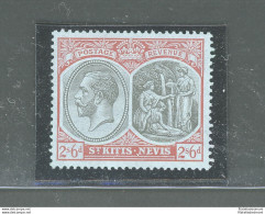 1921-29 ST. KITTS NEVIS, Stanley Gibbons N. 47b - 2s.6d. Black And Red - MNH** - Andere & Zonder Classificatie