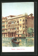 Cartolina Venezia, Palazzo Ca` D`oro, Gondelehre Auf Dem Wasser  - Venetië (Venice)