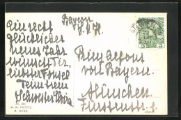 AK Neujahrsgruss, Mit Autograph Von Prinzessin Elvira Von Bayern  - Other & Unclassified