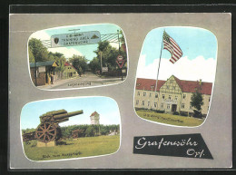 AK Grafenwöhr /Opf., US Army Hauptquartier, Lagereingang, Blick Zum Wasserturm  - Grafenwoehr