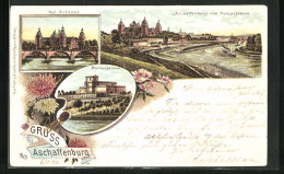 Lithographie Aschaffenburg, Pompejanum, Kgl. Schloss  - Aschaffenburg